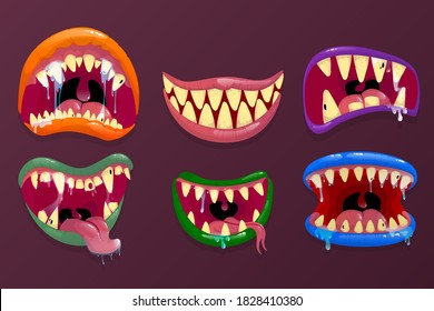 Monsters Mouths Funny Facial Expression Open Stock Illustration 