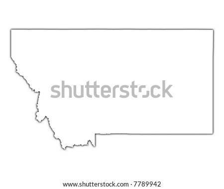 montana usa outline map shadow detailed stock illustration 7789942