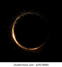 Month Of Gold Particle Black Background. 3d Image, 3d Rendering.