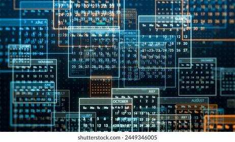 monthly calendar with months flying on screen, animated background (3d render) - Powered by Shutterstock