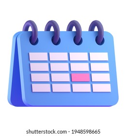 Monthly Calendar Schedule Plan Tent Icon 3D Render Illustration