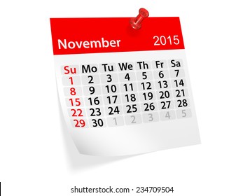 Monthly Calendar Year 2015 November Stock Illustration 234709504