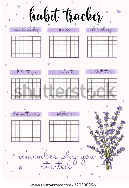 Monthly Habit Tracker Printable Template Routine Stock Illustration ...