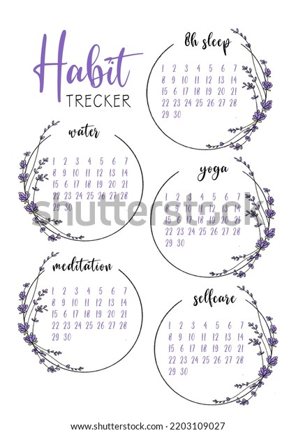 Monthly Habit Tracker Printable Template Routine Stock Illustration ...