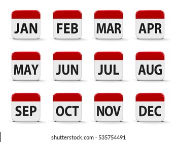 Months calendar web buttons, three-dimensional rendering, 3D illustration - Powered by Shutterstock