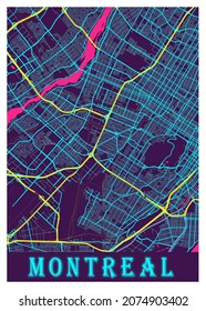 Montreal - Canada Neon City Map