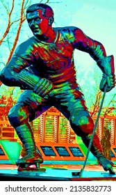 MONTREAL QUEBEC CANADA 01 22 2012: Statue Of Maurice Richard In Front The Bell Center. The 