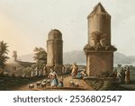 Monuments near Tortosa, Plate II from Views in the Ottoman Dominions, in Europe, in Asia, and some of the Mediterranean islands (1810) illustrated by Luigi Mayer (1755-1803).