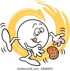 Moodie character juggling a hot potatoe