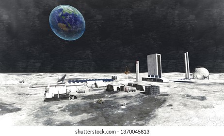 Moon Base 3D Illustration