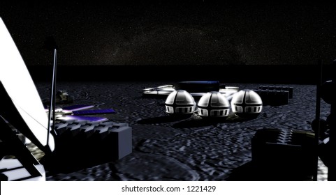 Moon Base Settlement On The Moon