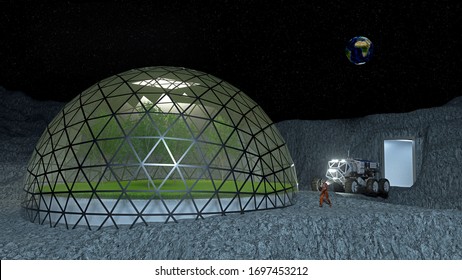 Moon Base Space Colonization 3d Image Stock Illustration 1697453212 ...