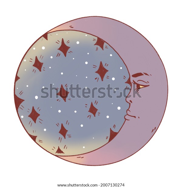 Moon cartoon. The illustration is isolated on\
a white background.
