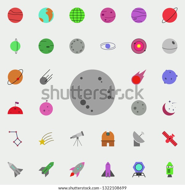 moon colored icon. Colored Space icons universal\
set for web and\
mobile