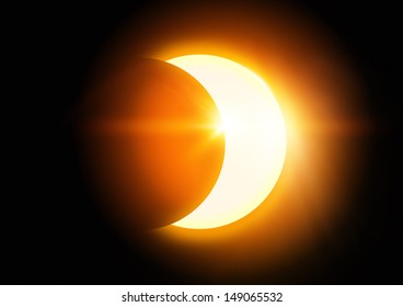 The Moon covering the Sun in a partial eclipse.