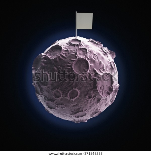 Moon with craters
and heart scratched on surface and blank flag on top. High quality
3d rendering.
Isolated.