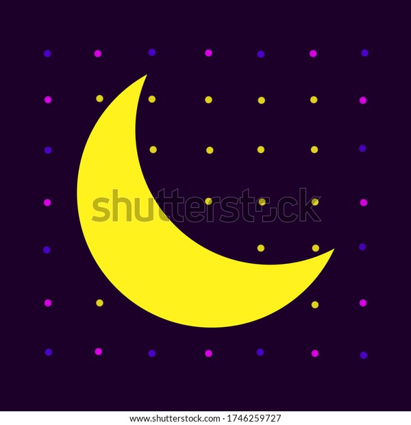 Moon flat icon.\
Yellow moon and background.\
