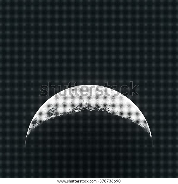 moon halftone effect, retro vintage\
effect of bright moon on night sky, dotted moon picture,\
