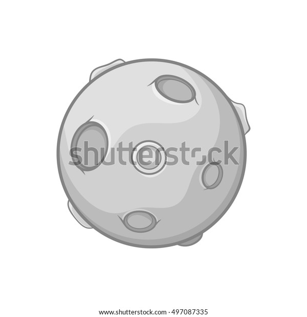 Moon icon in black monochrome style on a\
white background \
illustration