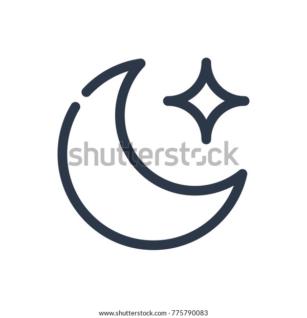 Moon icon. Isolated night and moon icon line\
style. Premium quality  symbol drawing concept for your logo web\
mobile app UI\
design.