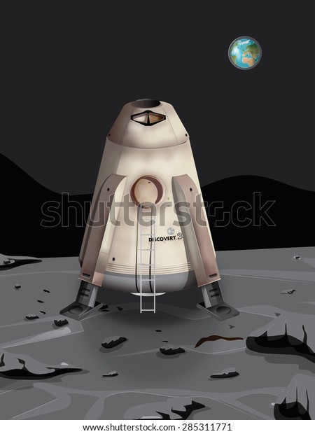 Moon lander on the lunar\
surface.
