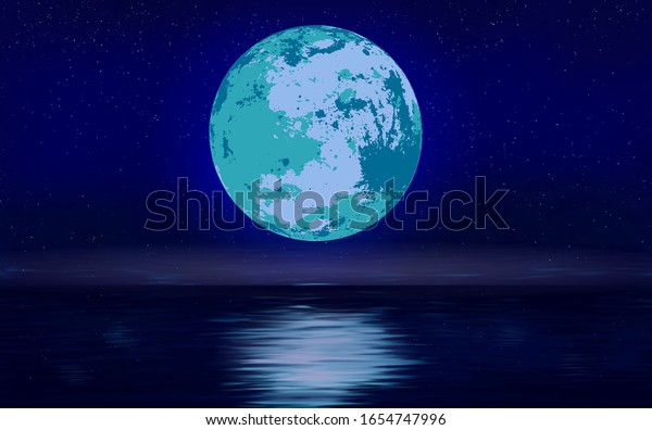 moon light at sea\
illustration. 