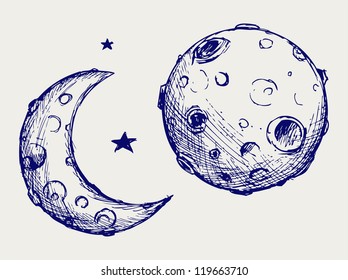 Moon Sketch Images Stock Photos Vectors Shutterstock
