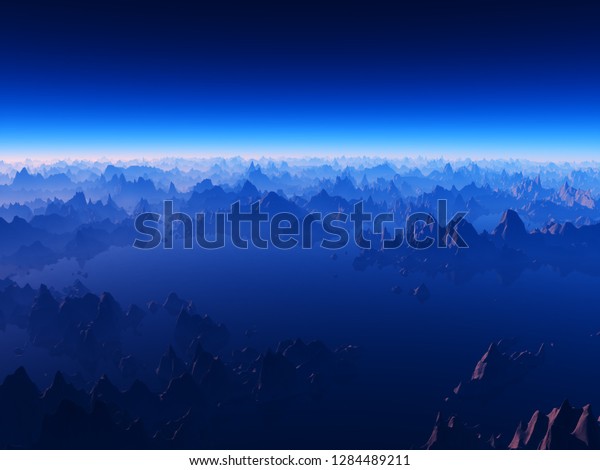 Moon\
mountain valley at night 3d rendering\
background