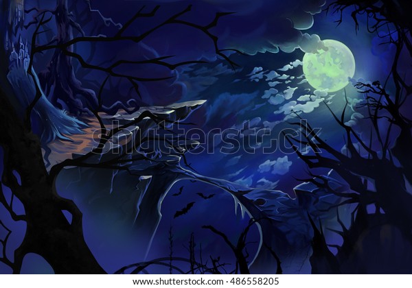 Ilustracion De Stock Sobre Noche De La Luna Dibujo Digital