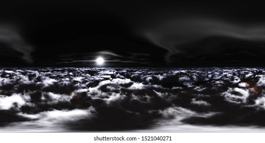 The moon over the clouds.HDRI, environment map , Round panorama, spherical panorama, equidistant projection, panorama 360, 3d rendering