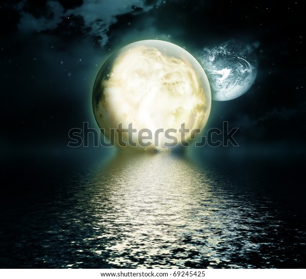 moon over the sea - night
landscape