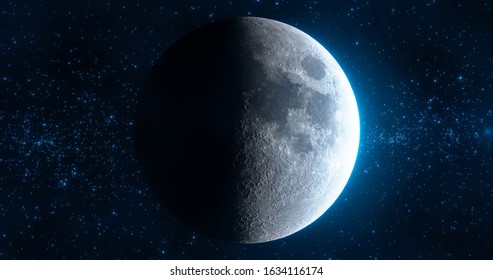 Moon Phase: First Quarter. 3d illustration