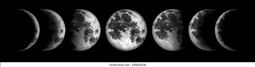 Moon Phases Isolated On Black Background Stock Illustration 1398229238 Moon Phases Isolated On Black Background Stock Illustration 1398229238