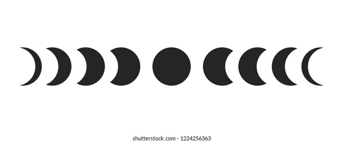 Moon Phases  On White Background