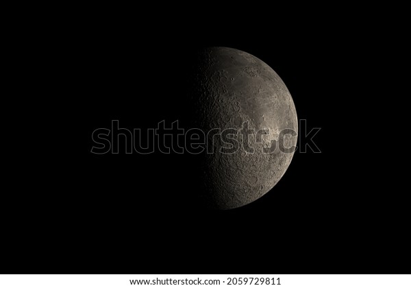 The moon , realistic illustration with the help\
of a 3D program.