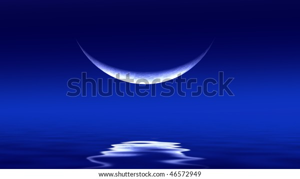 Moon Reflection On Water Stock Illustration 46572949