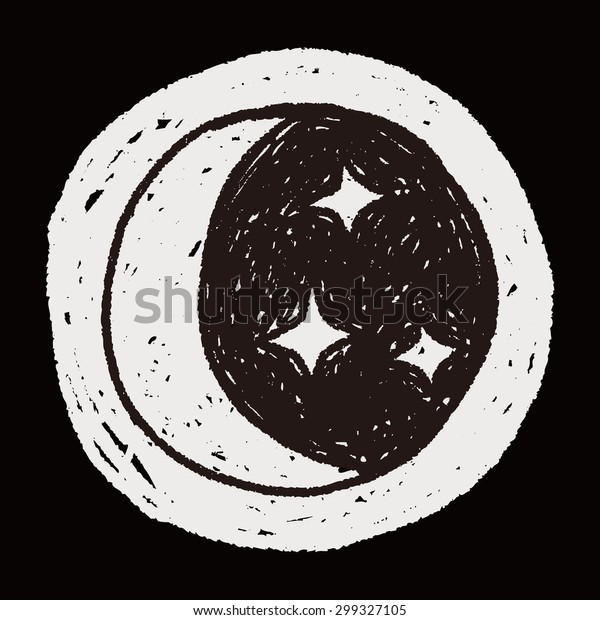 moon star doodle - Stock Image - Everypixel