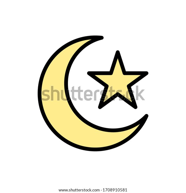 Moon star Ramadan icon. Simple outline color\
illustration elements of islam icons for ui and ux, website or\
mobile application