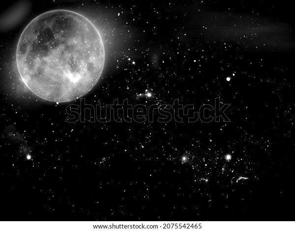 Moon in the\
starry sky - illustration design\
