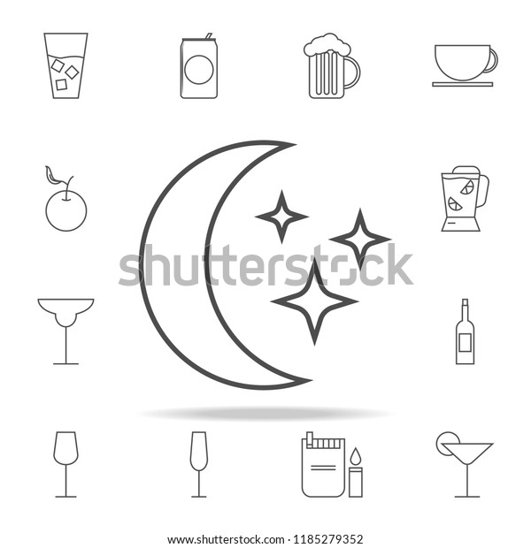 moon and stars icon. web icons universal set\
for web and mobile on white\
background