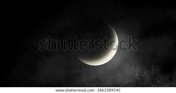 Moon stars\
night sky universe ilustration\
space