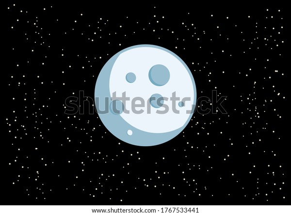 Moon with stars on a black background\
illustration. Moon on a starry background illustration. Simple moon\
icon. Universe with moon and stars\
poster