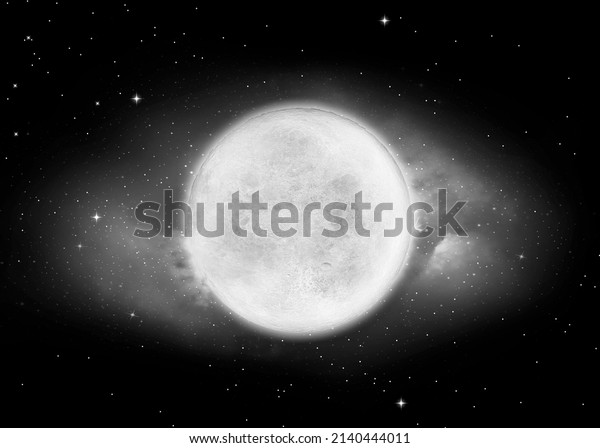 Moon and super black and white deep space.\
High resolution 3d render of phases of the moon. Background night\
sky with stars, moon and clouds. Moon of incomparable beauty. 3D\
rendering or 3D\
rendering.