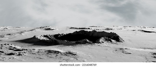 Moon surface crater  abstract lunar landscape 3d rendering