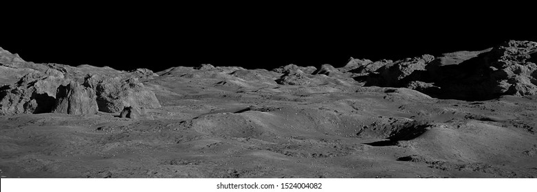 Moon surface  lunar landscape (3d space illustration banner)