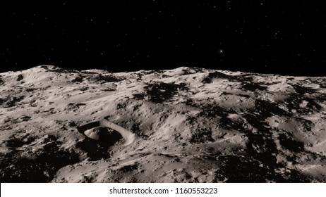 Moon surface / Realistic moon / The Moon is an astronomical body that orbits planet Earth, being Earth's only permanent natural satellite. Elements of this image furnished by NASA - Shutterstock ID 1160553223