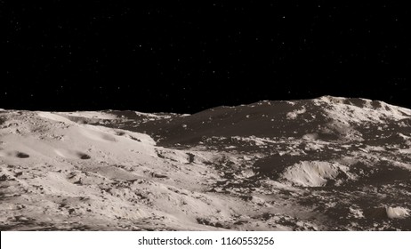 Moon surface / Realistic moon / The Moon is an astronomical body that orbits planet Earth, being Earth's only permanent natural satellite. Elements of this image furnished by NASA - Shutterstock ID 1160553256
