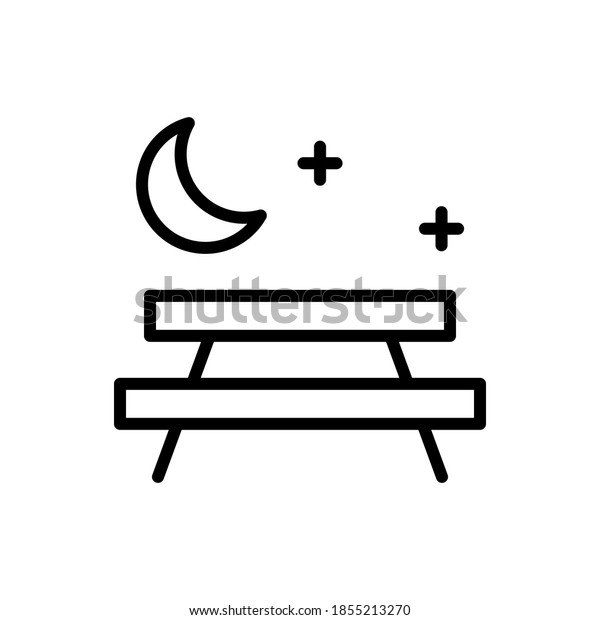 Moon, table, bench icon. Simple line, outline\
illustration elements of camping icons for ui and ux, website or\
mobile application
