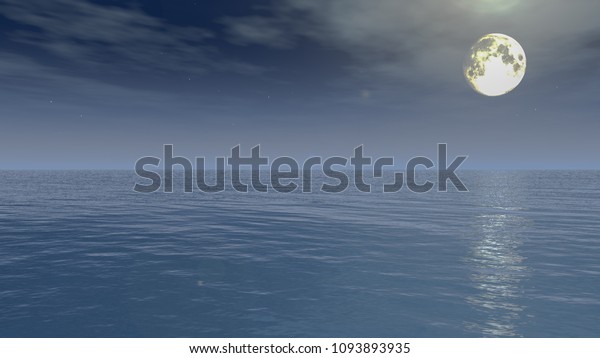Moon under ocean - 3d\
igital artwork