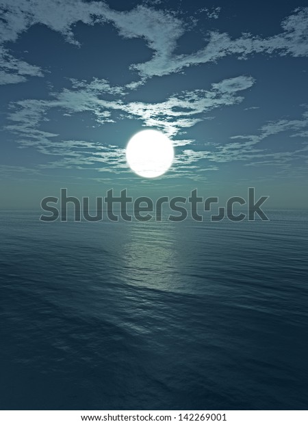 Moon under ocean - digital\
artwork
